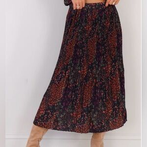FLORAL MAXI SKIRT SZ M NWT PATCHWORK BROOM BOHO COTTAGECORE BLACK BROWN PEACH